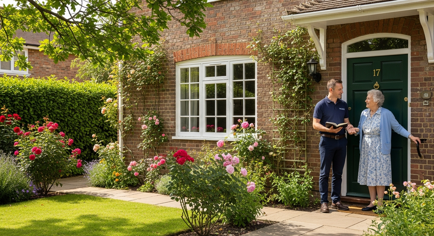 Friendly HomeHeroClub team member with homeowner